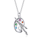 925 Sterling Silver Adjustable Pendant Necklace with CZ in Platinum Finish-1
