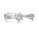 925 Sterling Silver Platinum Plated 5mm CZ Ring Size 6 for Women-1