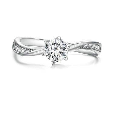 925 Sterling Silver Platinum Plated 5mm CZ Ring Size 6 for Women