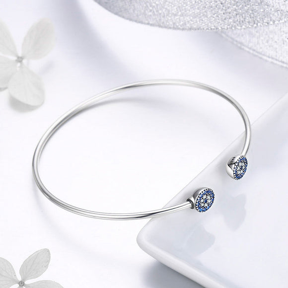 925 Sterling Silver Bracelet with Outer Diameter 6cm and Wall Thickness 0.2cm for Women