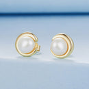925 Sterling Silver Freshwater Pearl Gold Plated Earrings-2