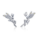 925 Sterling Silver Stud Earrings with CZ, 1.2 x 1.5cm & 1.5 x 0.9cm, Women-1