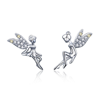 925 Sterling Silver Stud Earrings with CZ, 1.2 x 1.5cm & 1.5 x 0.9cm, Women