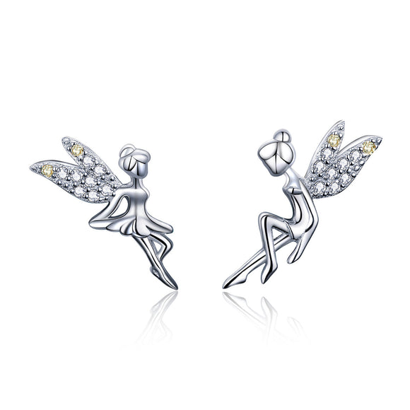 925 Sterling Silver Stud Earrings with CZ, 1.2 x 1.5cm & 1.5 x 0.9cm, Women