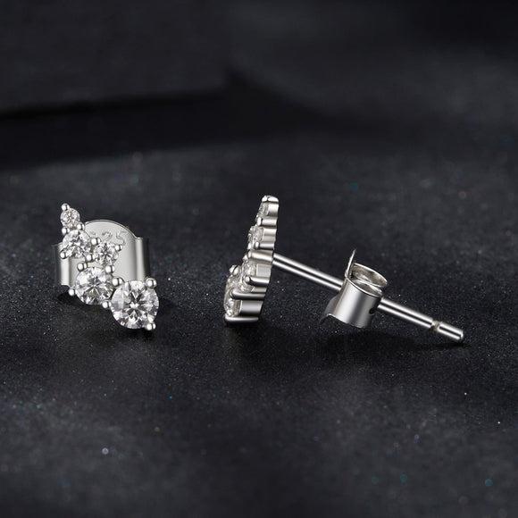 925 Sterling Silver Moissanite Earrings with White Gold Plating for Women