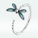 925 Sterling Silver Dragonfly Ring with Enamel & CZ for Women-1