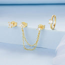 925 Sterling Silver Mini Stud Earrings with Gold Plating and CZ-3