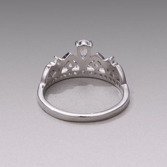 925 Sterling Silver Pavé Setting CZ White Gold Plated Ring Size 6 for Women