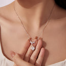 925 Sterling Silver Moissanite Pendant Necklace with Pavé Setting in White Gold - 40+5cm for Women-8