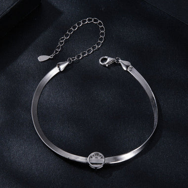 925 Sterling Silver 5.0mm Moissanite Bracelet with White Gold Plating for Women