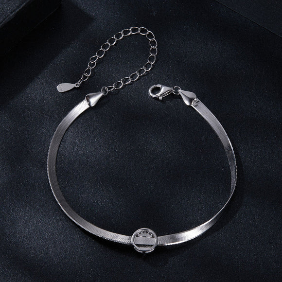 925 Sterling Silver 5.0mm Moissanite Bracelet with White Gold Plating for Women
