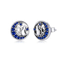925 Sterling Silver Oxidized CZ Pavé Earrings-1