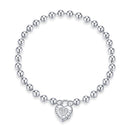 925 Sterling Silver Bracelet with Pavé Setting CZ and Platinum Plating, 17cm for Women-3