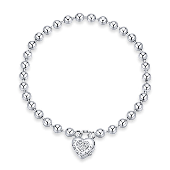 925 Sterling Silver Bracelet with Pavé Setting CZ and Platinum Plating, 17cm for Women