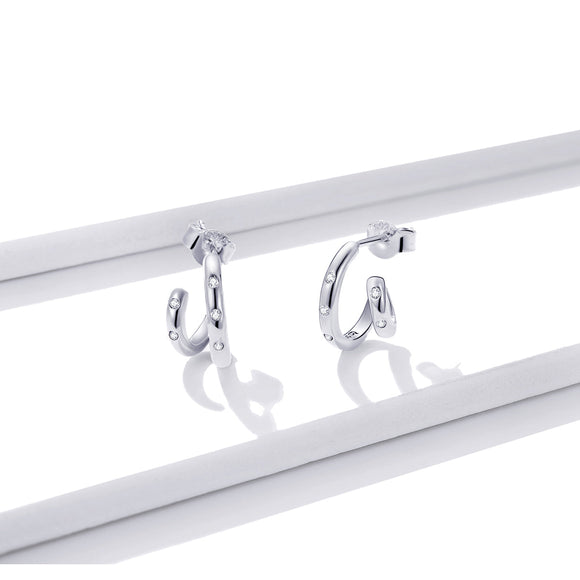 925 Sterling Silver Earrings with Pavé Setting CZ