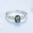 925 Sterling Silver Agate and CZ Pendant Ring Size 6 for Women-5