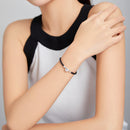 925 Sterling Silver Leather 17cm Bracelet with Oxidized CZ for Women-6