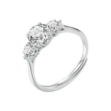 925 Sterling Silver Moissanite 6.5mm 1ct Ring, Size E for Women - 0