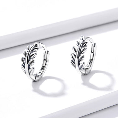 S925 Oxidized Silver Earrings 1.2*0.5cm for Women - 0