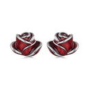 925 Sterling Silver Enamel Plated White Gold Earrings 0.7*1cm for Women-1