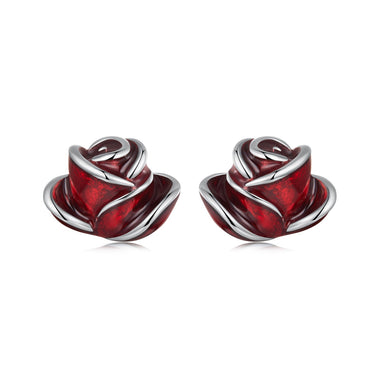 925 Sterling Silver Enamel Plated White Gold Earrings 0.7*1cm for Women