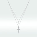 925 Sterling Silver Adjustable Platinum Plated Necklace with CZ - 1.4cm for Women-4