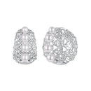 925 Sterling Silver Hoop Earrings with Synthetic Pearl and CZ, 1.1cm for Women-3