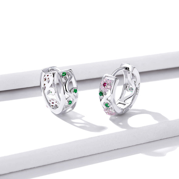 925 Sterling Silver Earrings with Pavé Setting CZ, 1.2*0.5cm, for Women
