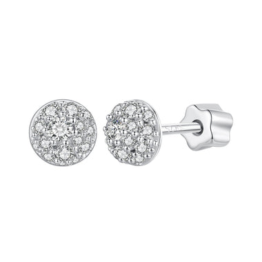 925 Sterling Silver White Gold Plated Moissanite Earrings Size 10mm for Women