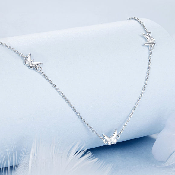 925 Sterling Silver Adjustable Necklace with White Gold Plating