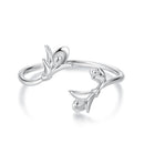925 Sterling Silver Plated White Gold 0.7cm Flower Ring-1