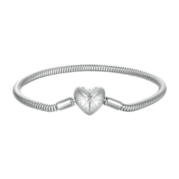925 Sterling Silver + Pavé Setting White Gold Bracelet 17.0cm for Women