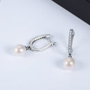 925 Sterling Silver Freshwater Pearl Earrings with Pavé Setting CZ for Women-4
