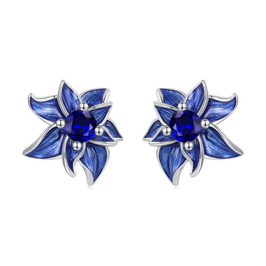925 Sterling Silver Earrings with Enamel Process and Pavé Setting CZ - 0