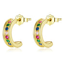 925 Sterling Silver Earrings with Pavé Setting CZ, 1.1*0.3 cm-1