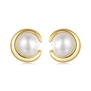 925 Sterling Silver Freshwater Pearl Gold Plated Earrings-1