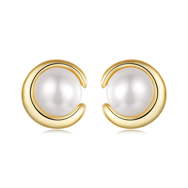 925 Sterling Silver Freshwater Pearl Gold Plated Earrings