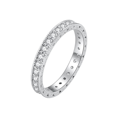 925 Sterling Silver S925 Pavé Setting CZ Ring for Women, Size 6.0, Width 2.6mm - 0