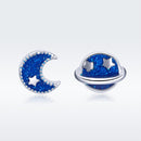 925 Sterling Silver Earrings for Women - Enamel Moon and Sun Design, 0.7x0.6cm, 0.6x0.8cm-3