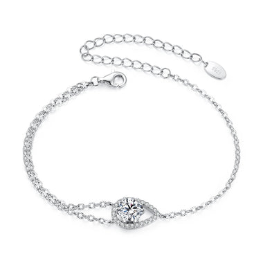 925 Sterling Silver Moissanite Bracelet with Pavé Setting 15+6cm for Women