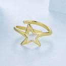 925 Sterling Silver Plated Gold 1.40cm Star Ring-3