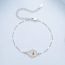 925 Sterling Silver + White Gold Plated 15cm Adjustable Bracelet with CZ and Synthetic Spinel for Women-3