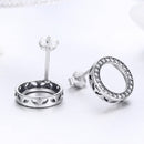 925 Sterling Silver Oxidized Pavé Setting CZ Earrings 1.1cm for Women-5