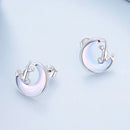 925 Sterling Silver Earrings with Transparent Glass, 13mm x 12mm for Women-6