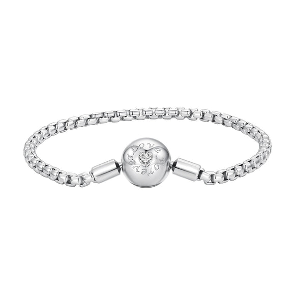 925 Sterling Silver Bracelet 19cm with CZ Stones for Women