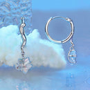 925 Sterling Silver Earrings with Transparent Glass and White Gold Plating for Women-5