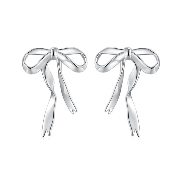 925 Sterling Silver Earrings with White Gold Plating - 1.8x1.3cm for Women