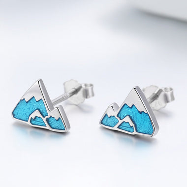 S925 Sterling Silver Earrings 0.7*0.9cm with Plated Platinum and Enamel - 0