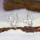 925 Sterling Silver Earrings with Transparent Glass and White Gold Plating-5