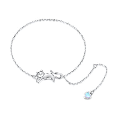 925 Sterling Silver White Gold Plated Moonstone CZ Bracelet for Women